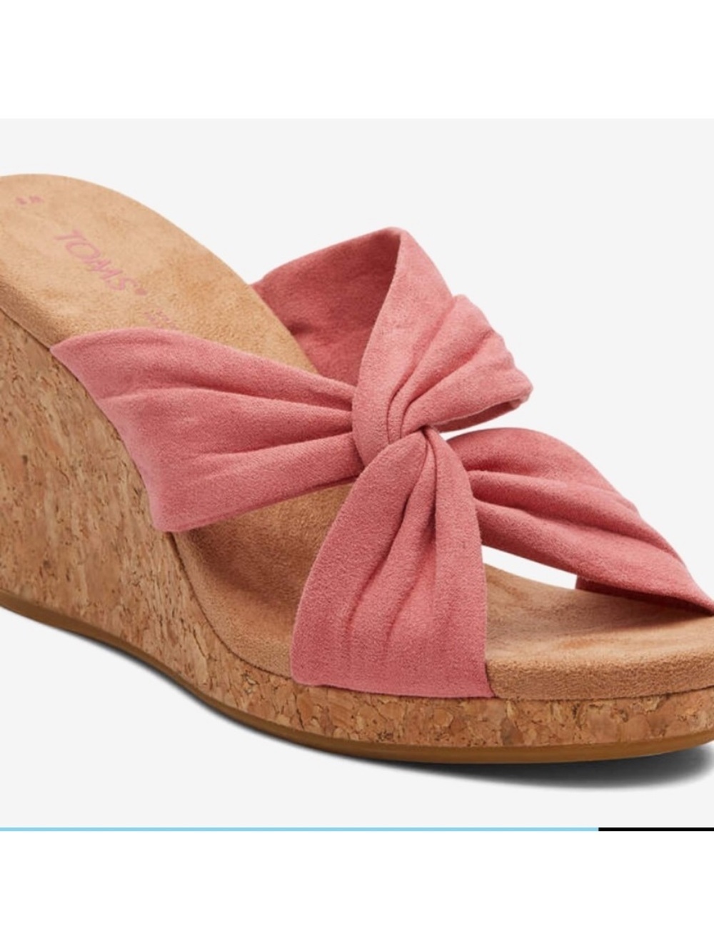 Toms Pink Twist Cork Wedge Sandals - Picture 2 of 4